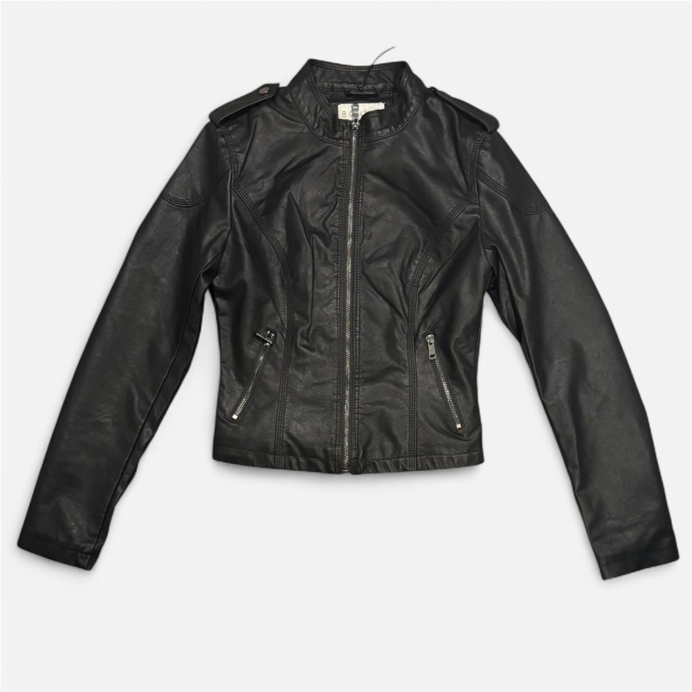NWT Women's Black Pleather Jacket - Picture 2 of 8